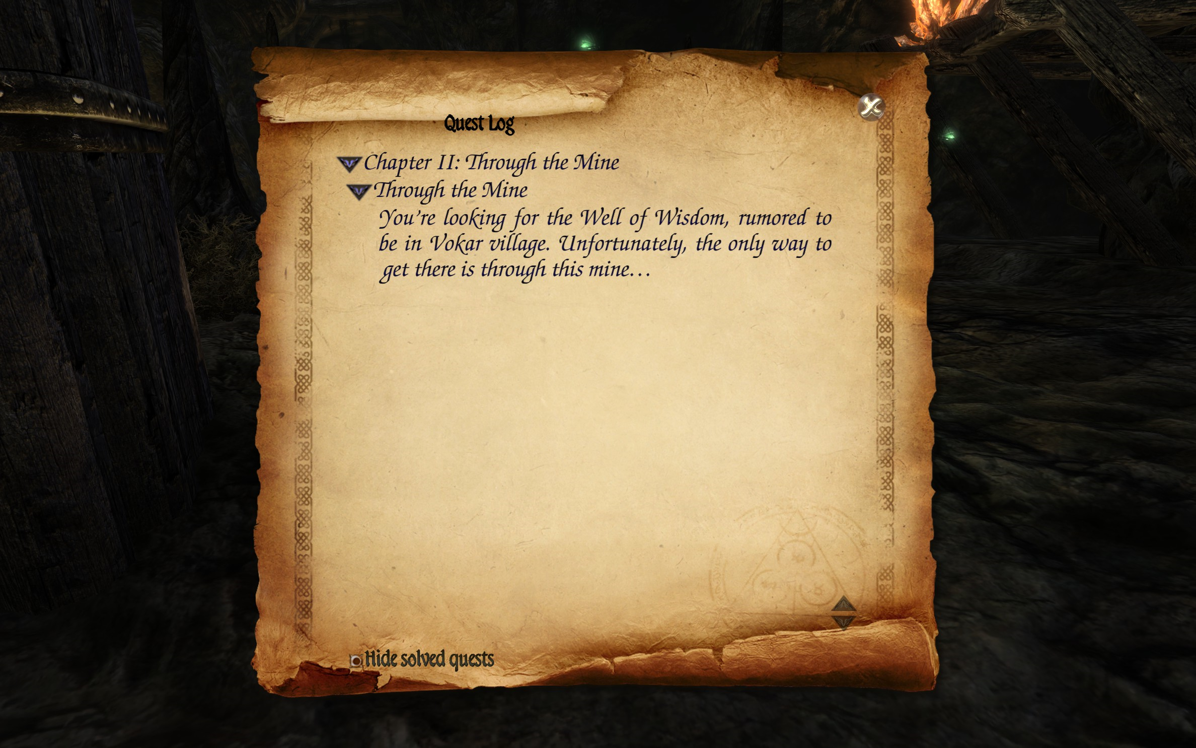 Two Worlds II - Through the Mine Quest Log 1.png