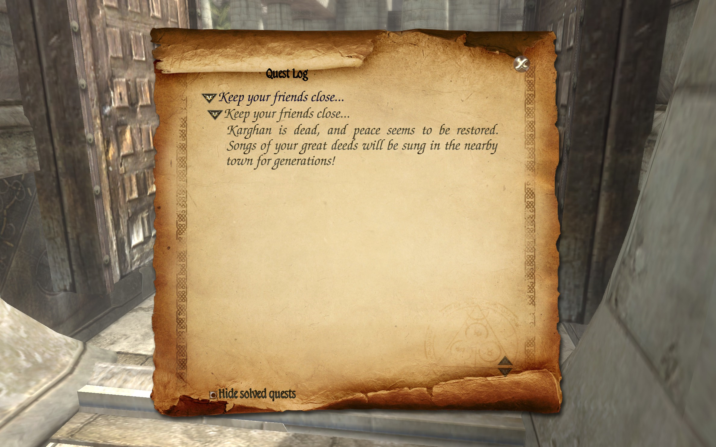 Two Worlds II PotFF - Keep your friends close... quest log 8.png