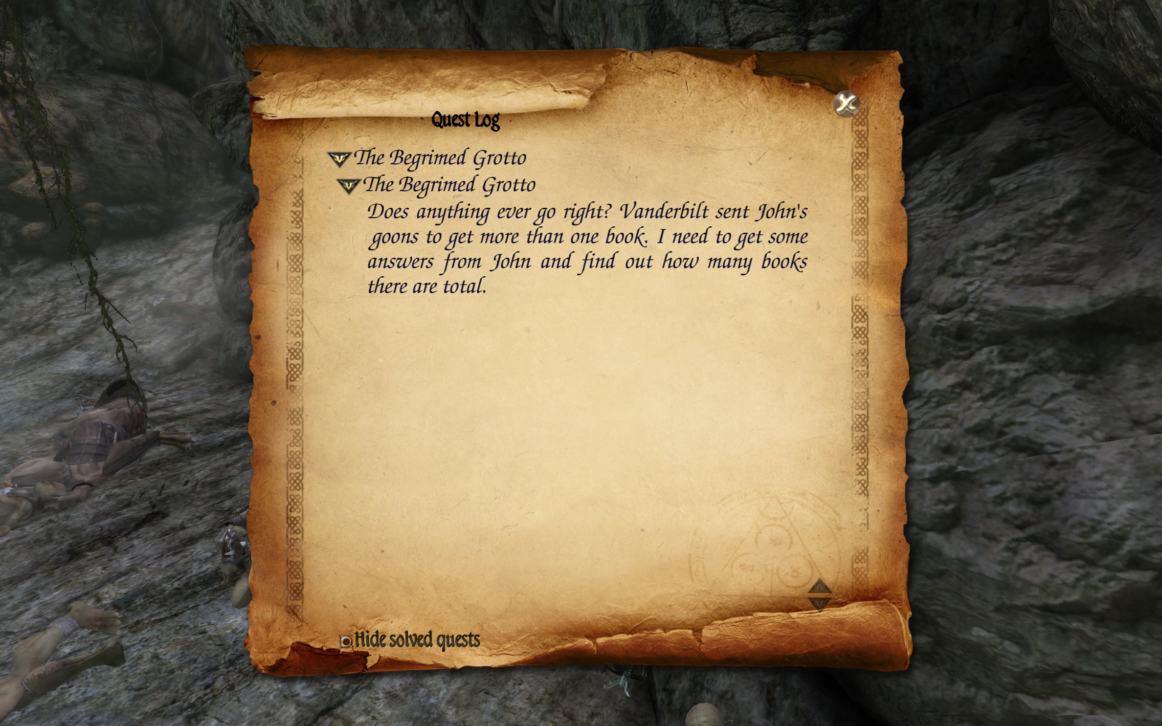 Two Worlds II EotDP - The Begrimed Grotto quest log 3.png