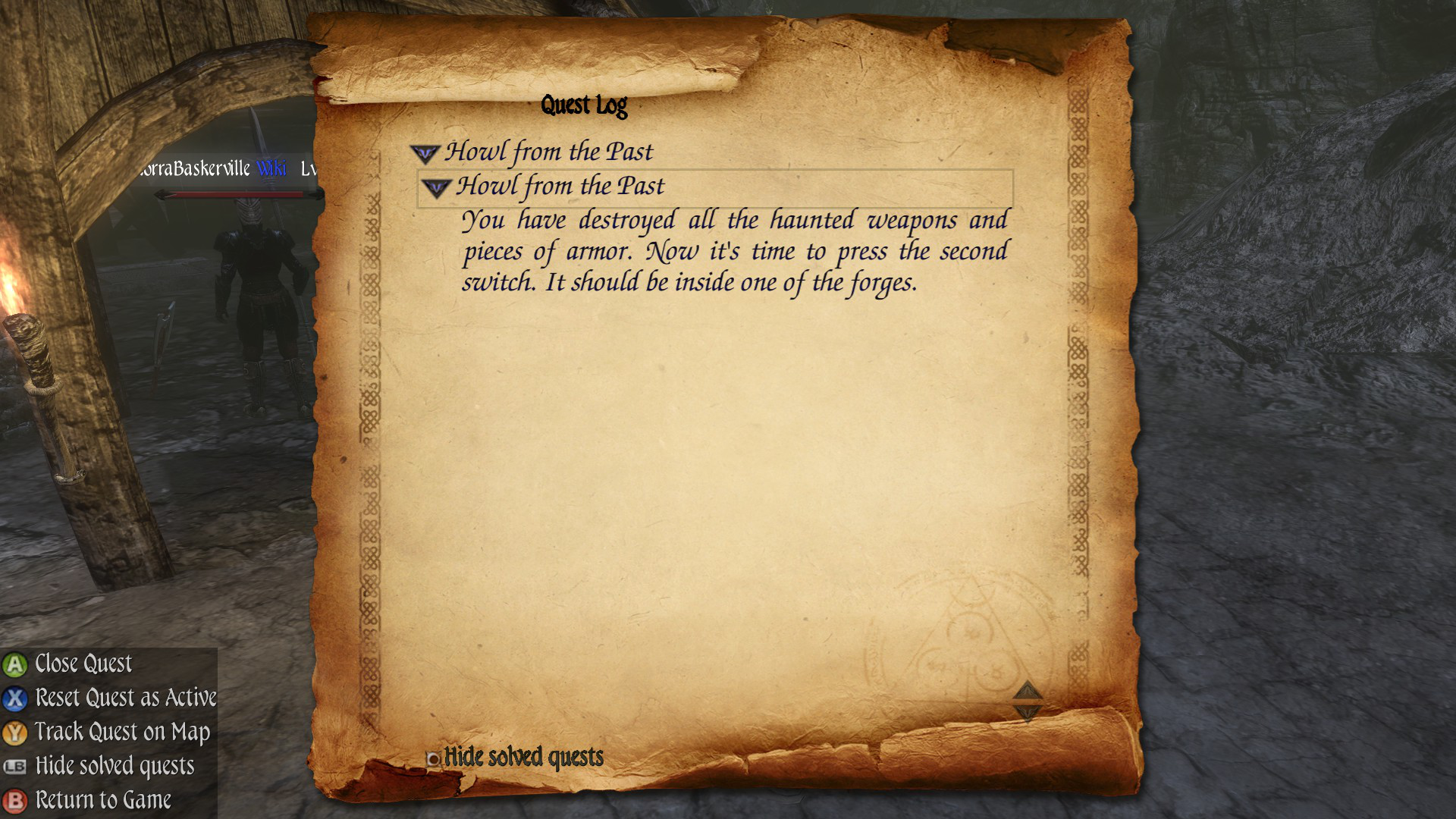 Two Worlds II PotFF - Howl from the Past quest log 12.png