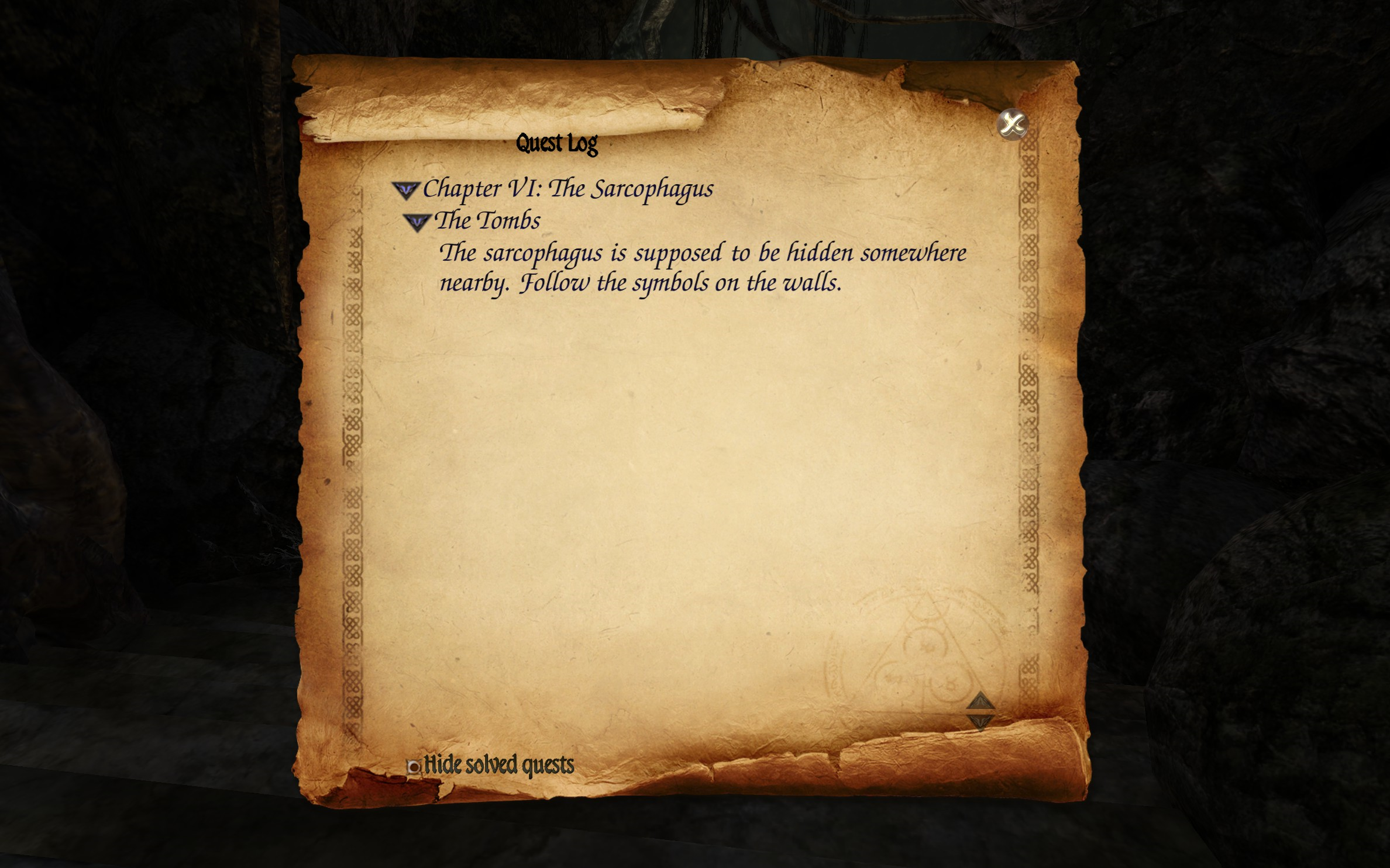 Two Worlds II - The Sarcophagus quest log 1.png