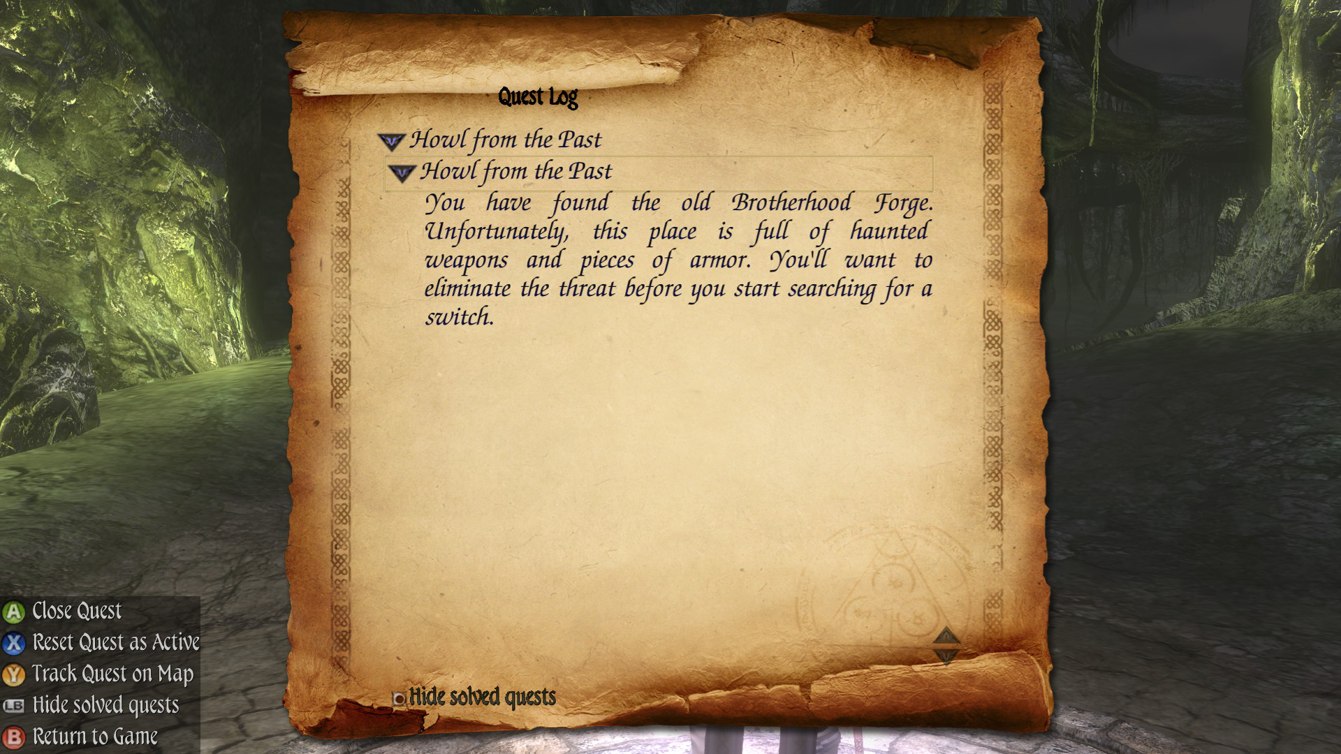Two Worlds II PotFF - Howl from the Past quest log 11.png