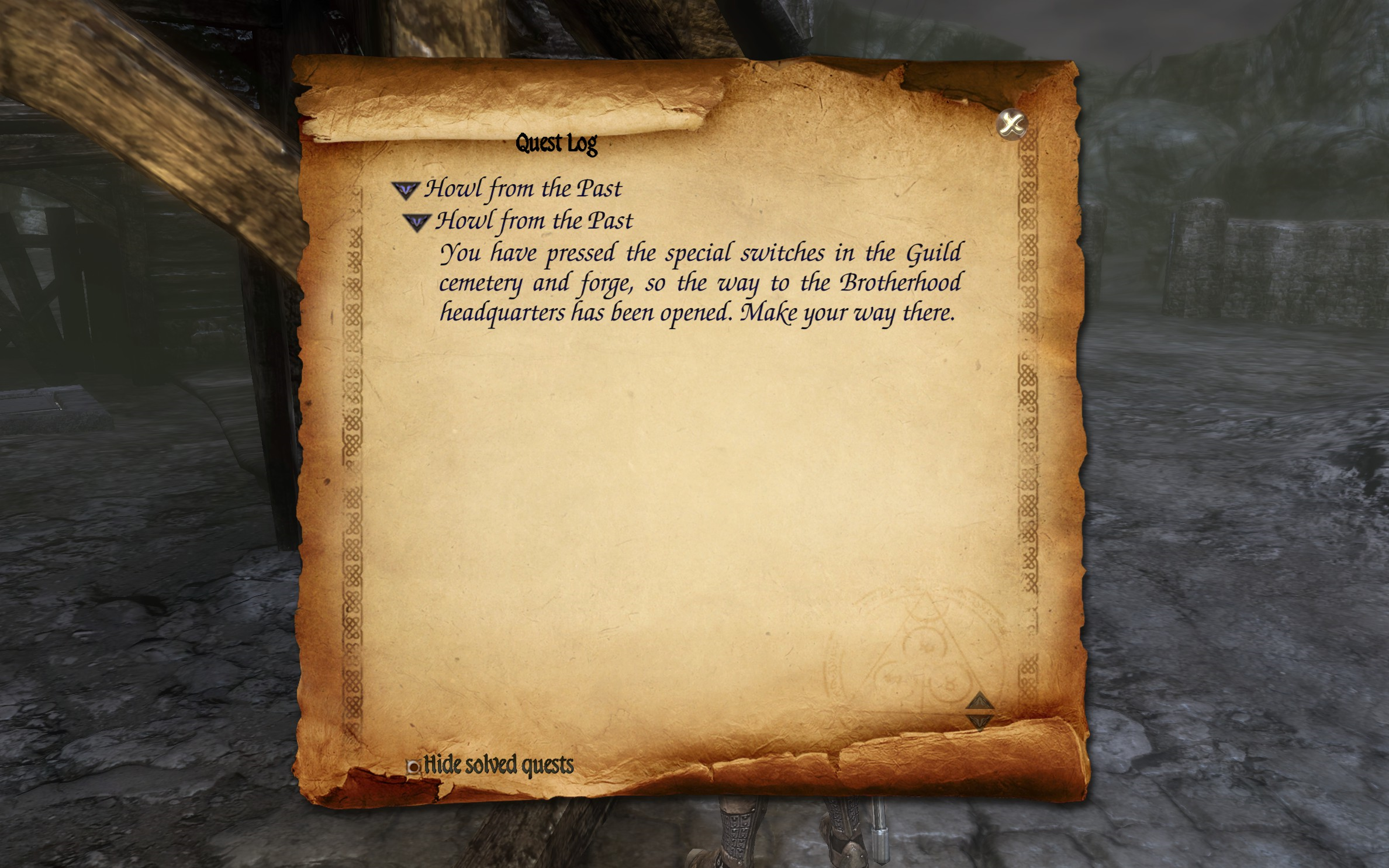 Two Worlds II PotFF - Howl from the Past quest log 14.png