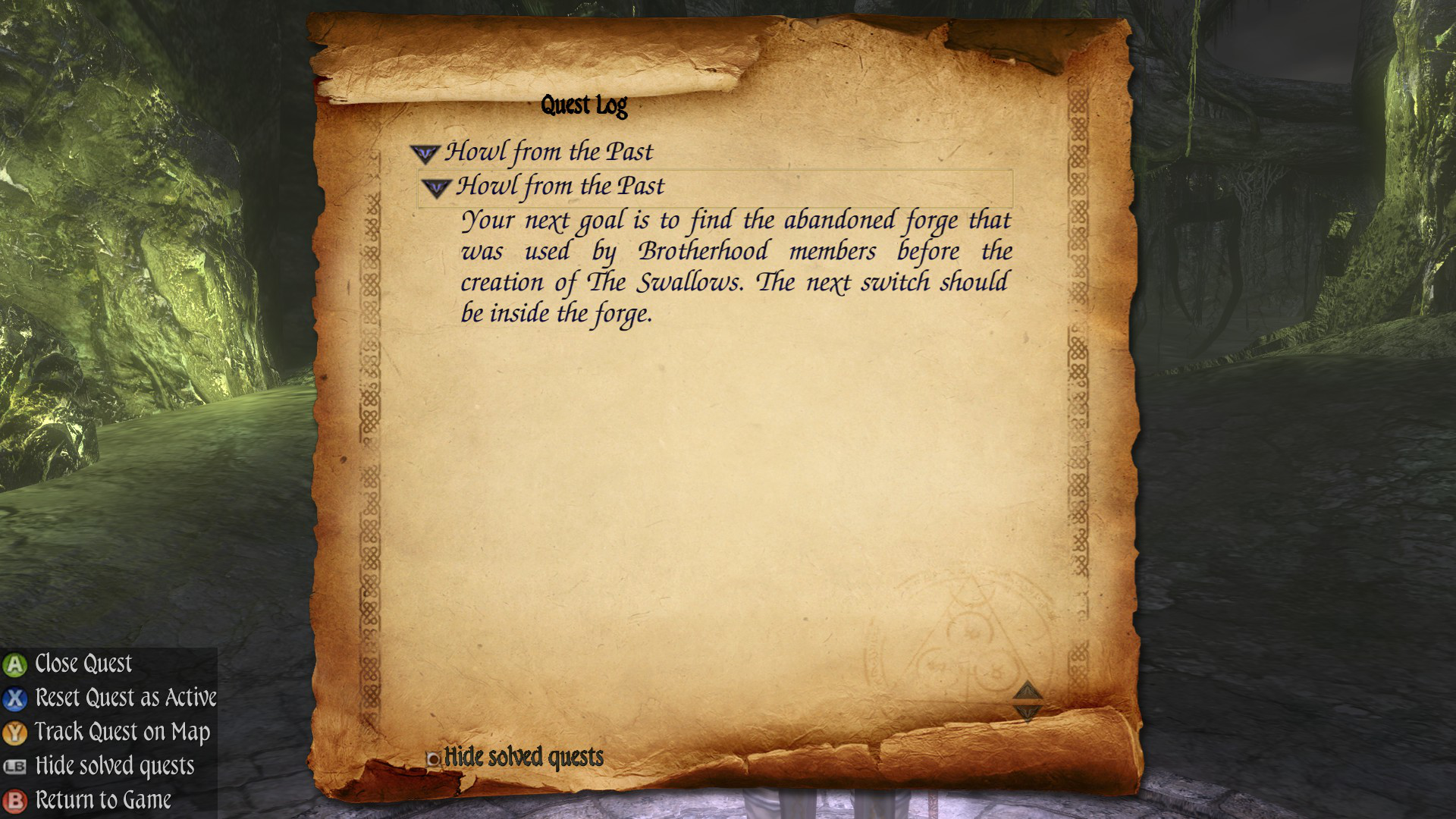 Two Worlds II PotFF - Howl from the Past quest log 10.png