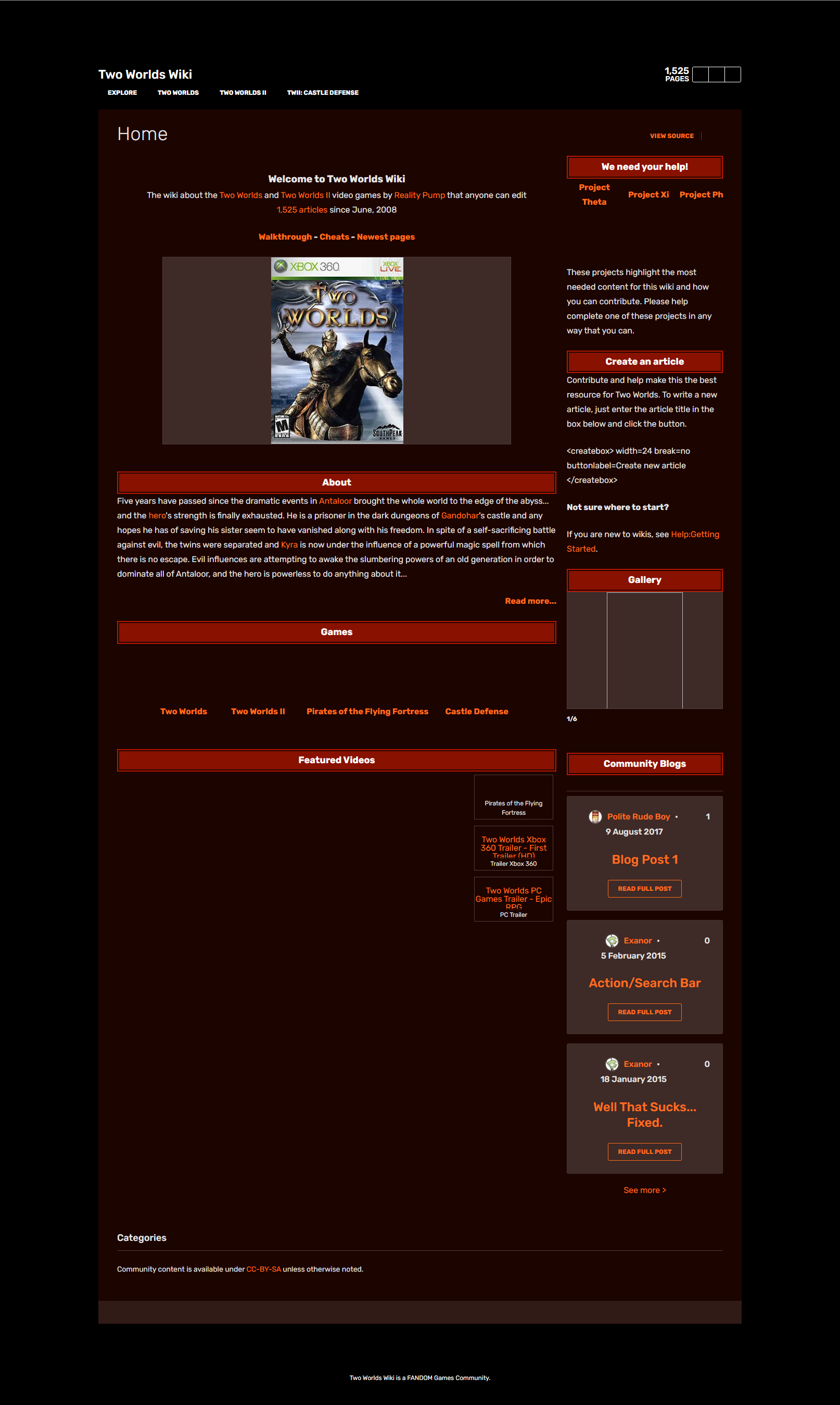 Two Worlds Wiki Home Page on October 24 2022.png