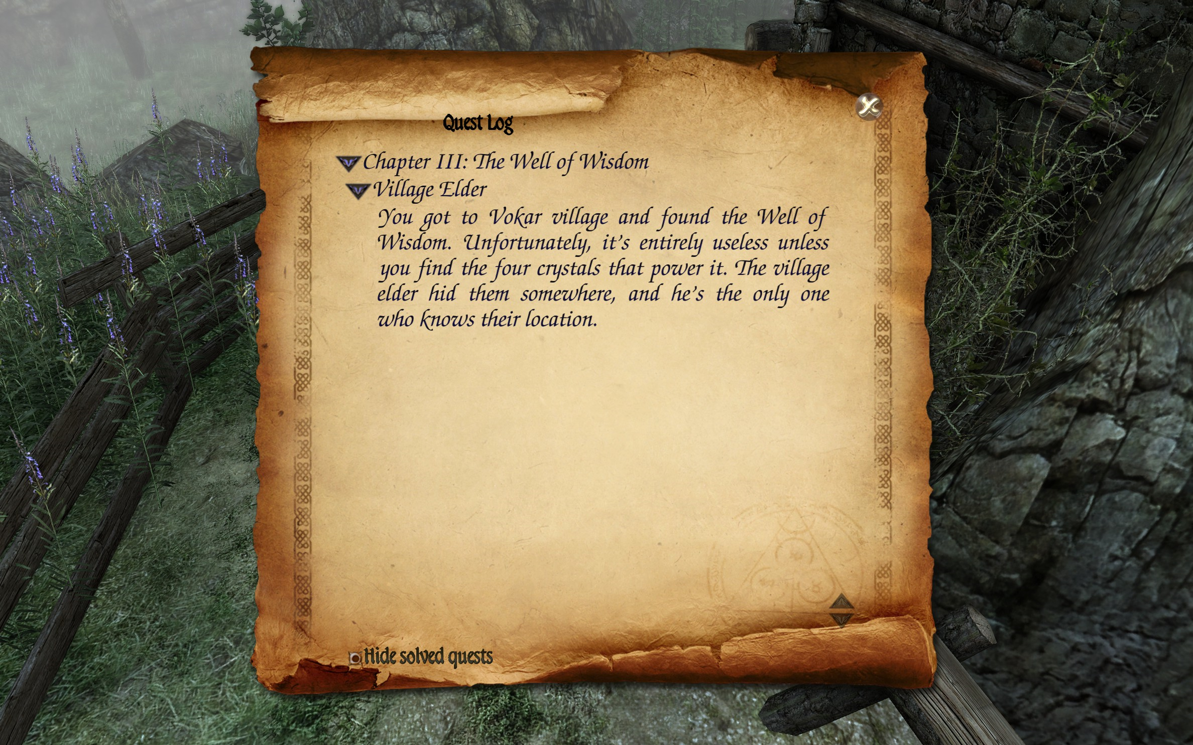 Two Worlds II - The Well of Wisdom Quest Log 1.png