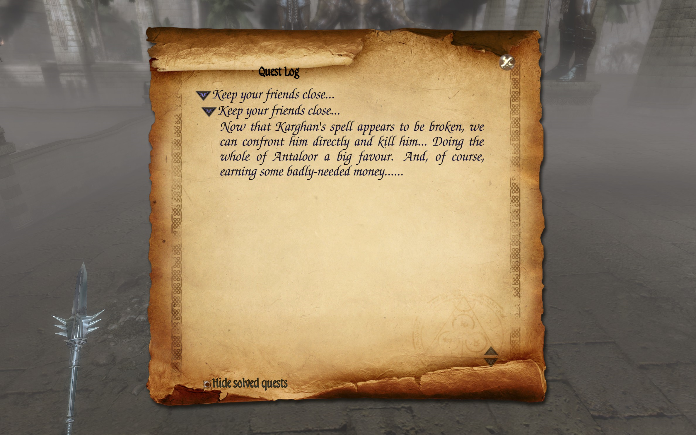 Two Worlds II PotFF - Keep your friends close... quest log 6.png