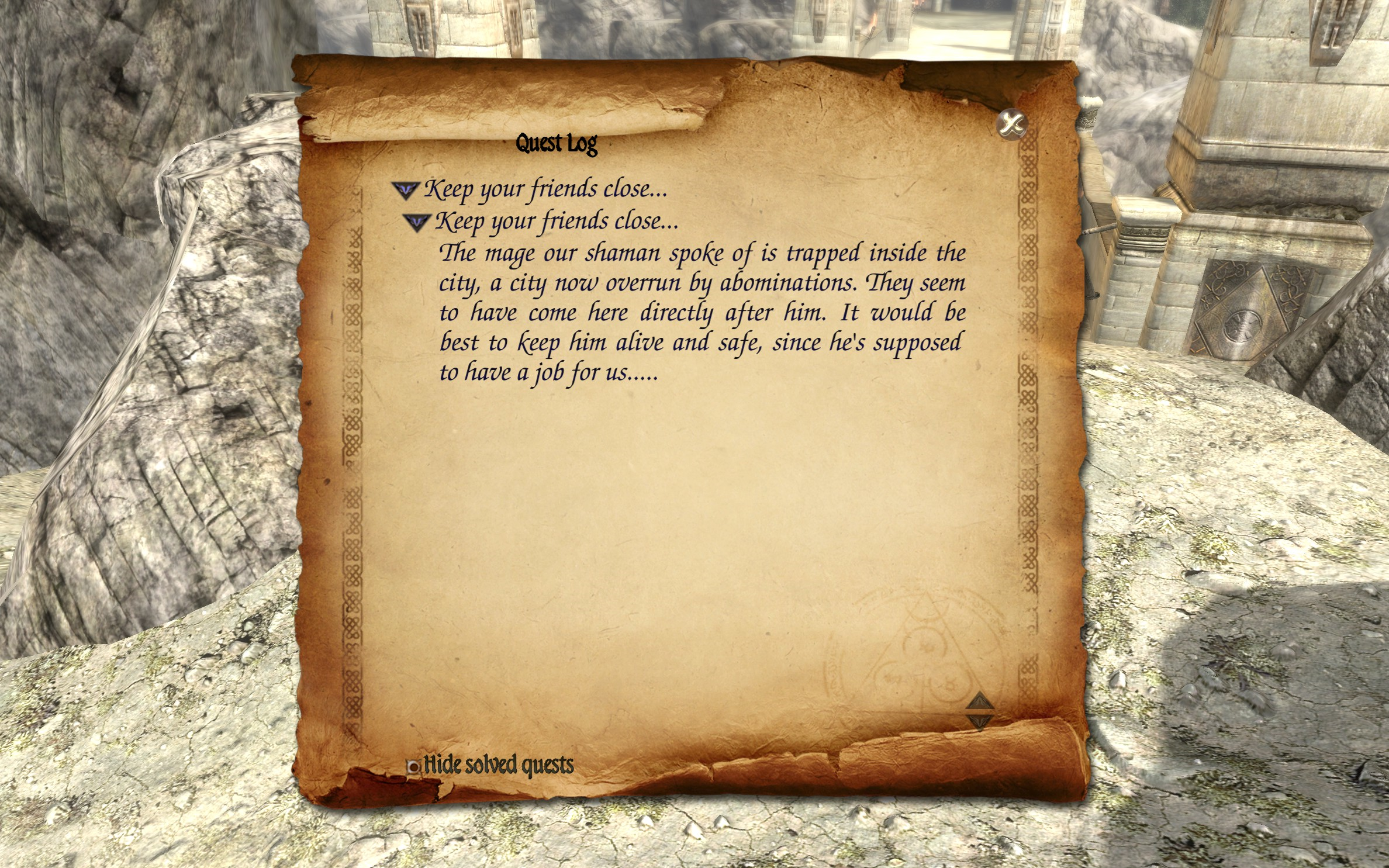 Two Worlds II PotFF - Keep your friends close... quest log 2.png