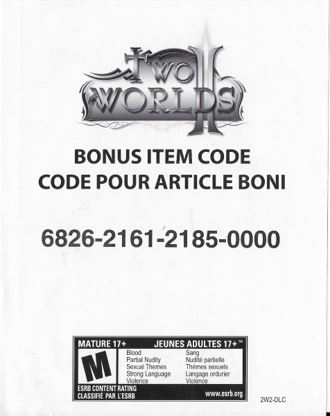 File:Two Worlds II - Walmart Dragon Scale Armor bonus code card.png