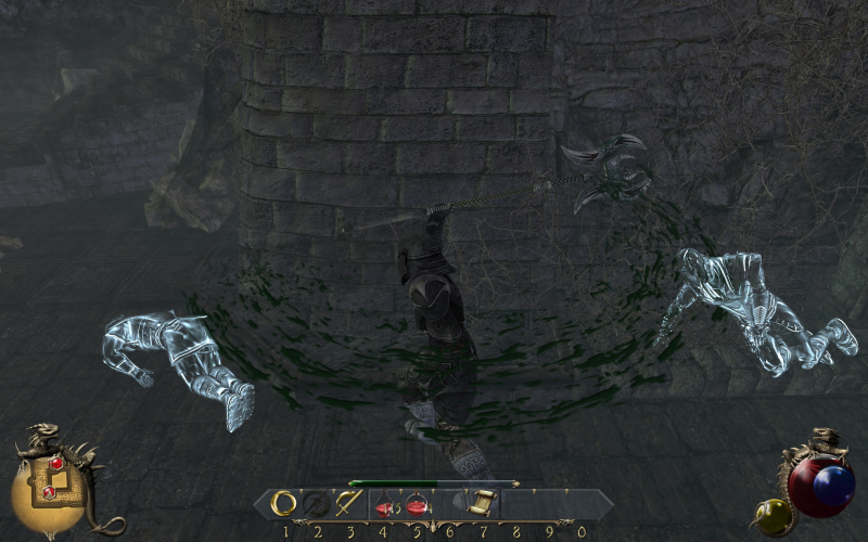 File:Two Worlds II EotDP - The Lost Temple Gargoyle glitched inside of the wall 2.png